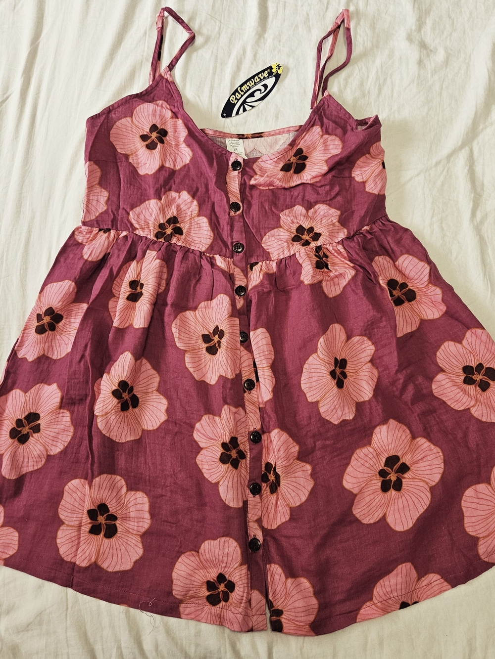 Button-Front Pink Floral Mini Dress